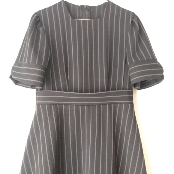 Striped Mennonite Cape Dress 36"B 30.5"W Modest Black White Pinstripe - Picture 4 of 10
